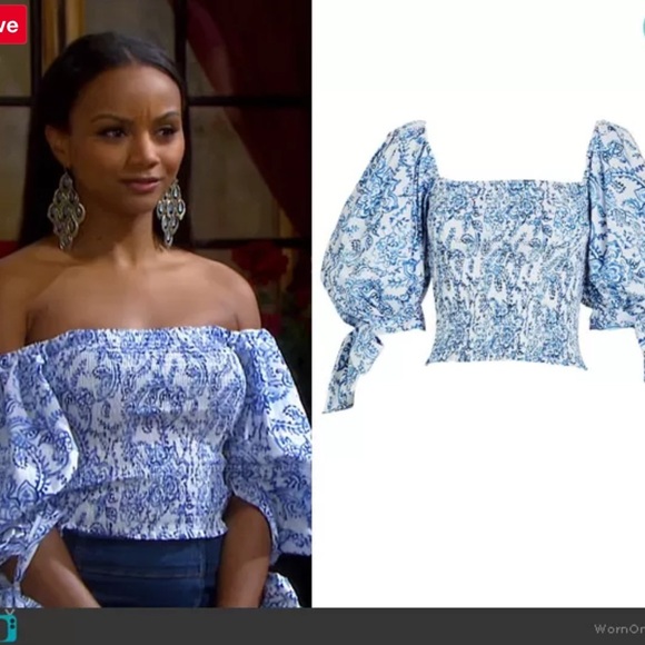 Caroline Constas Finley Paisley Puff Sleeve Top Small - Picture 11 of 11